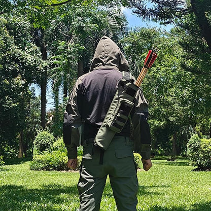 KRATARC Archery Lightweight Back Arrow Quiver Dual Use Foldable Compact Hip Arrows Bag with Molle System Pocket Hanged for Target Shooting Hunting