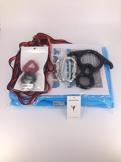 DASKING Aerial Silks Starter Kit - Durable 11Yards of Aerial Yoga Hammock with Hardware, Aerial Swing for Acrobatic Flying Yoga & All Levels (Aerial Rigging Point Up to 14ft)