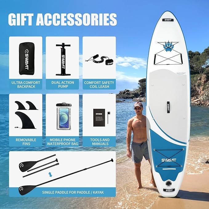 Inflatable Stand Up Paddle Board – Durable SUP for Adults & Youth,33" Wide Blow Up Paddle Board with Paddle, Pump, Backpack,Leash – All Around Stable for All Skill Levels, Carries up to 450 lbs