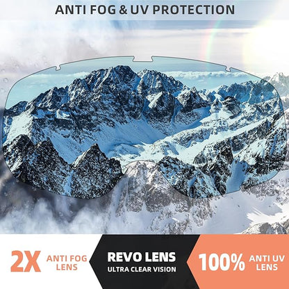 Freela Ski Goggles OTG Men Women, Over Glasses Snow Snowboard Sports Goggles for Adult Youth 100% UV400 Protection Anti Fog