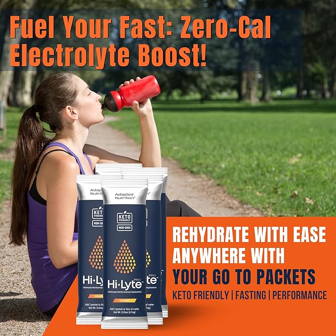 Hi-Lyte Pro Hydration Packets - 16 Individual Drink Packets | Orange | Flavored Electrolyte Powder | Sugar-Free, Zero Carb, Zero Calorie