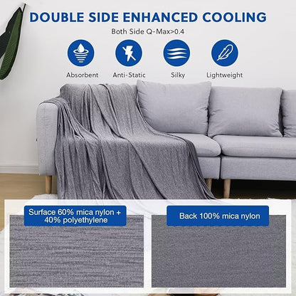 HOMFINE Cooling Blankets for Hot Sleepers - Summer Blanket Thin Lightweight Breathable Soft Double Side Enhanced Cooling for Bed Couch Sofa, Keep Cool for Night Sweats (Black, 108 x 90 inches)