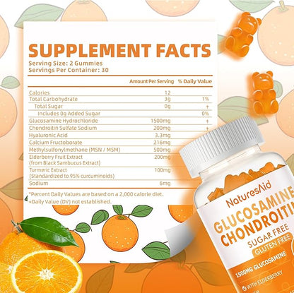 Glucosamine Chondroitin Gummies with MSM & Elderberry Extra Strength - Joint Support, Antioxidant Immune Support Supplement for Adults, Men & Women.(2 Pack)