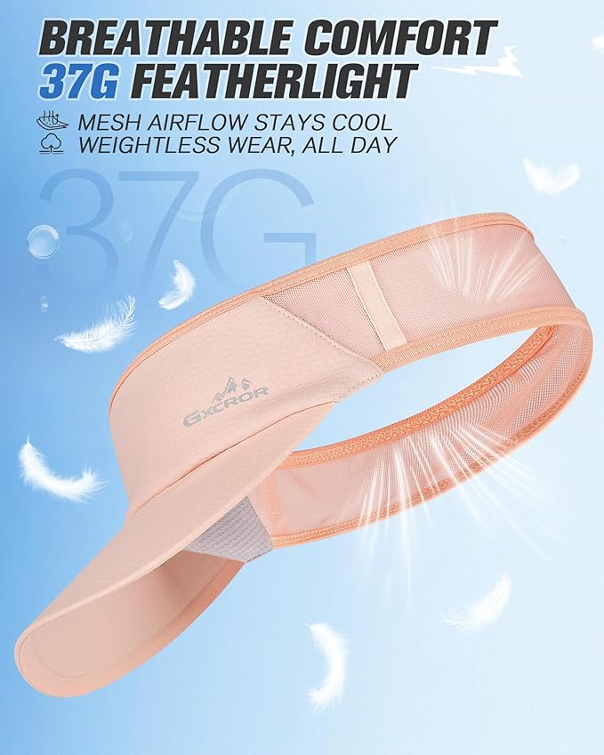 GXCROR Sports Sun Visor Hat Men Women, Lightweight Breathable Quick Dry Sports Sun Hat for Running Golf Tennis