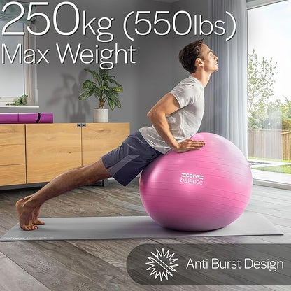 Exercise Ball for Workouts, Anti-Burst and Slip Resistant, Swiss Yoga Ball for Pregnancy, Stability, Fitness and Physical Therapy, 4 Sizes, with Pump