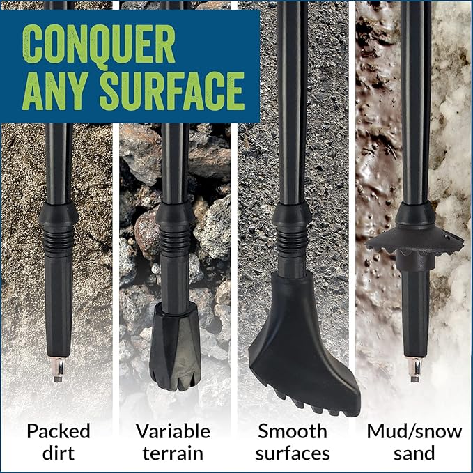 4 Pack of Extra Durable Rubber Replacement Tips (Replacement Feet/Paws/Ferrules/Caps) for Trekking Poles - Fits All Standard Hiking and Nordic Walking Poles