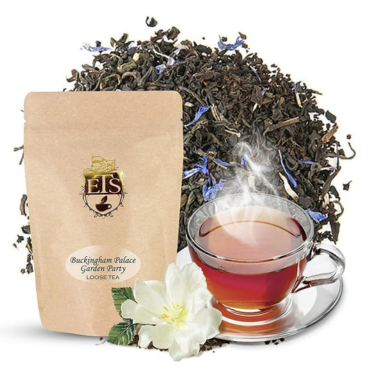 English Tea Store Buckingham Palace Garden Party Tea - 4oz | Loose Leaf Black Tea with Earl Grey and Jasmine Notes | British Royal-Inspired Afternoon Blend | Medium Body Floral Flavor
