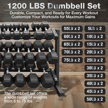 550 lbs 1200lbs 2100 lbs Dumbbells Weight Set, Hex Dumbbell Sets, Gyms Weights Dumbbells Sets, Weight Set for Home Gym, Strength Training, Fitness Center Equipment
