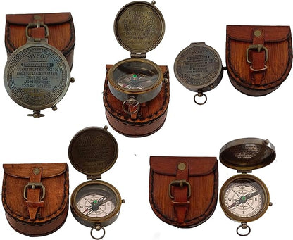 2 Inch Brass Compass Pocket Compass with Leather