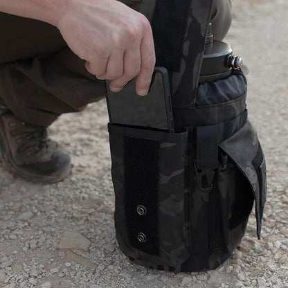 Iron Infidel Battle Bottle - One Gallon Insulated Water Bottle with Dual Carry Handles - 128 oz Tactical Stainless Steel Water Jug & Rugged Extra Large Sleeve With Storage (Black Camo 128 Ounces)