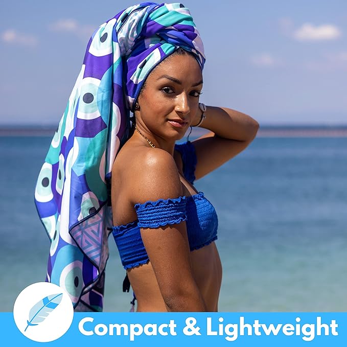 ECCOSOPHY Microfiber Beach Towel - Sand Free Towels are Quick Dry, Light Weight, Super Absorbent - Perfect Pool, Travel, Cruise, Camping Essentials - Oversized Extra Large for Adults 71x35 in