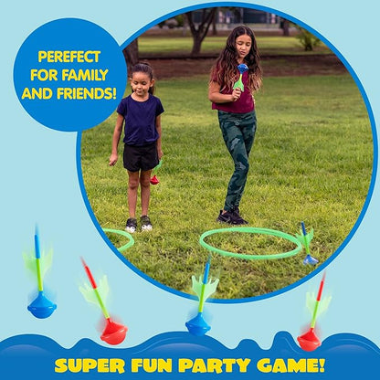 JOYIN Lawn Darts Game Set for Kids and Adults - Glow in The Dark Outdoor Lawn Games for Adults and Family, Soft Tip Darts Set for Kids Camping, Outside Yard