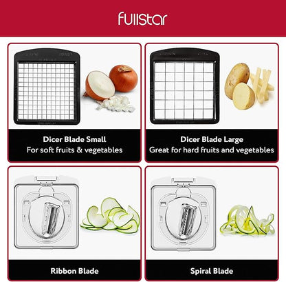 Fullstar The Original Pro Chopper - Vegetable Chopper and Spiralizer, Food Chopper with Container, Fruit Slicer, Kitchen Gadgets & Accessories, Home Essentials (4 in 1, Clear)