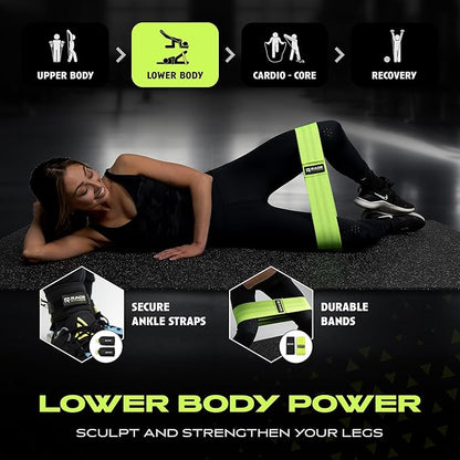 Ex Kit Home Gym Equipment with Carry Bag - 10Pcs Resistance Bands Kit with Handles, Door Anchor, Jump Rope, Booty Bands & More – Full Body Workout Bands Set for Strength, Cardio & Flexibility