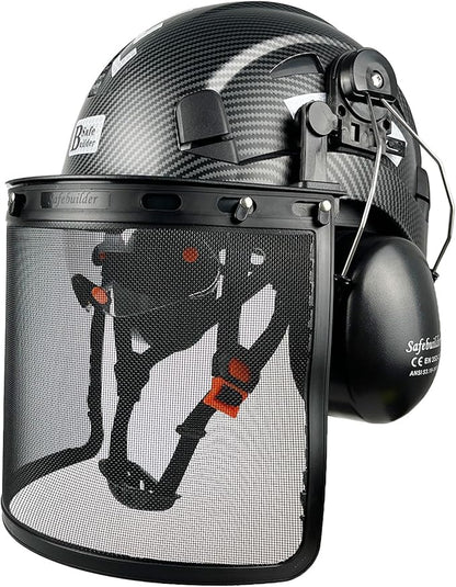 Forestry Safety Helmet with Build-in Visor Mesh Face Shield Ear Muffs 4 in 1 Chainsaw Safety Hard Hats