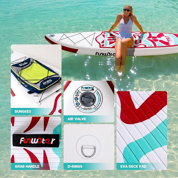 FunWater Inflatable Ultra-Light Stand Up Paddle Board for All Skill Levels with Premium SUP Paddleboard Accessories,Non-Slip Comfort Deck for Youth & Adults