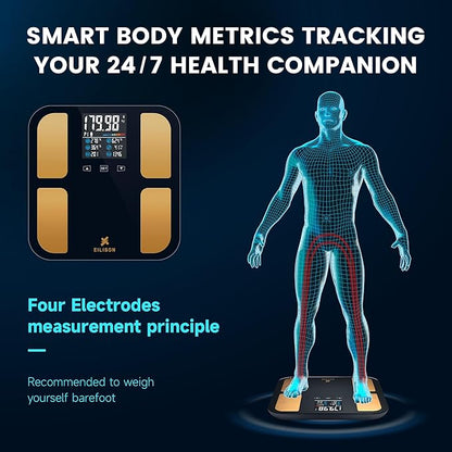 EILISON Highly Advance 2-in-1 Digital & Analog Weighing Scale for Body Weight-400lbs, 4 High Precison GX Sensor Accurate, Thick Tempered Glass, Extra Large Display (red) (Smart Black)