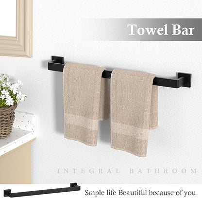 10-Pieces Matte Black Bathroom Accessories Set 23.6 Inch 304 Stainless