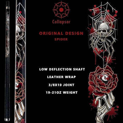 Collapsar CBP Pool Stick with 1X1 Hard Case,13mm Tip with Low Deflection Technology Billiard Cue,58" 2-Pieces 19-21 oz Professional Pool Cue Set