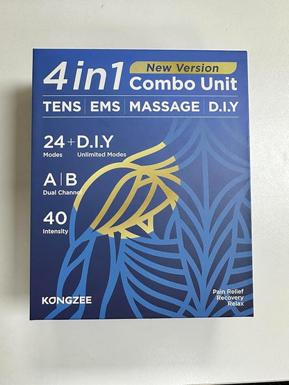 4 in 1 - D.I.Y & Tens Unit & EMS & Massage Muscle Stimulator, Dual Channel TENS Units Therapy Machine for Pain Relief, FDA Cleared Rechargeable Electronic Pulse Massager,with 12pcs Electrode Pads