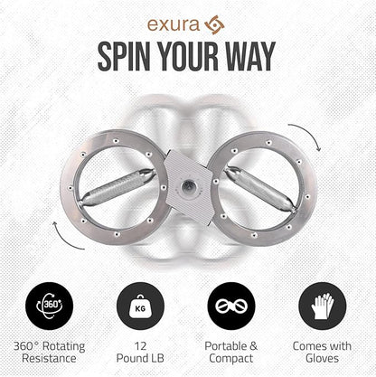Exura Burn Machine Rotator 12 Pounds Adjustable Resistance With Gloves-Forearm Strength Trainer for Men&Women with 360 Degree Rotator Forearm Builder.