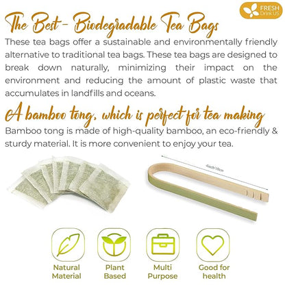 FreshDrinkUS, Premium 75 Mullein Licorice Tea Bags, 100% Natural, Blend of Mullein Leaves, and Licorice Root. Made with Natural Material Tea Bags. No Sugar, Vegan.