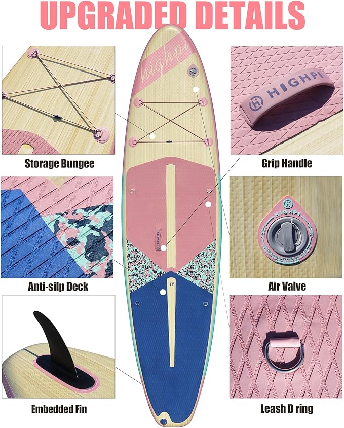 Highpi Inflatable Stand Up Paddle Board for Youth and Adults – Wide Sup with Premium Accessories, Blow Up Paddleboard for Surfing, Fishing, Yoga & More