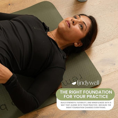 Lindywell Pilates Yoga Workout Mat Non Slip 6mm, 8mm, 10mm Thick - 6ft x 26in