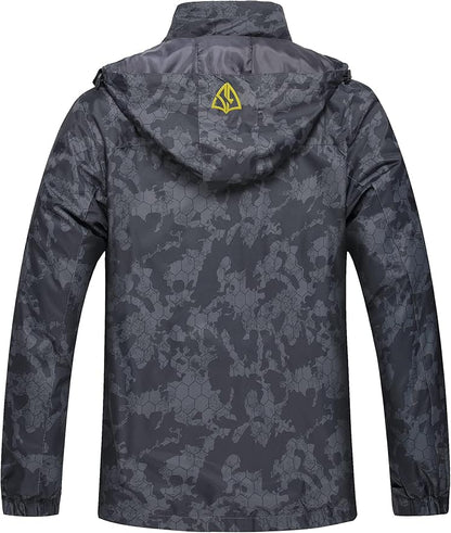 GIISAM Mens Windproof Jacket Waterproof Lightweight Mountain Sport Jacket for Men Hooded Windbreaker Raincoat