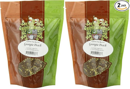 English Tea Store Loose Leaf, Georgia Peach Rooibos Caffeine Free Tea Pouches - 4oz, 4 Ounce (Pack of 2)