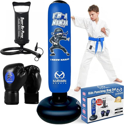 Durable Inflatable Kids Punching Bag for Karate and Boxing – Bounce-Back Martial Arts Bag for Boys and Girls, Great Birthday Gift to Relieve Energy and Build Skills for Boys Ages 4-12
