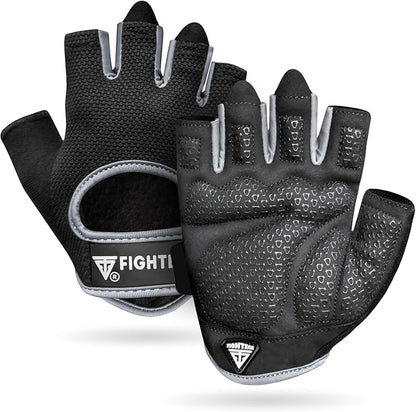 FIGHTECH Workout Gloves for Men and Women, Fingerless Weight Lifting Gloves with Cushioned Palms, Gym Gloves for Exercise Fitness Training Climbing Cycling, Breathable and Lightweight