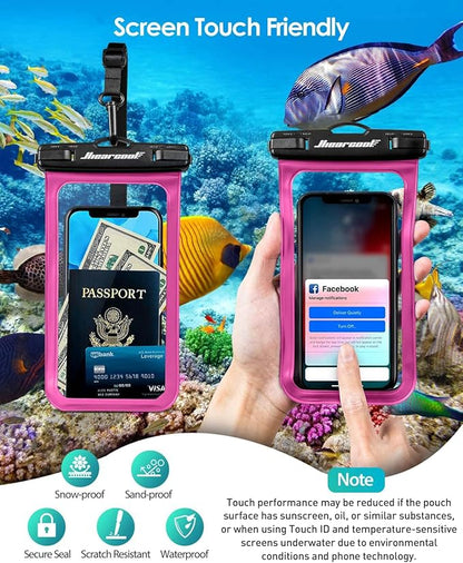 Hiearcool Waterproof Phone Pouch,Waterproof Phone Case for iPhone 17 16 15 14 13 Pro Max Plus up to 8.3",IPX8 Cellphone Dry Bag for Beach Cruise Travel-Bright Red-2Pack