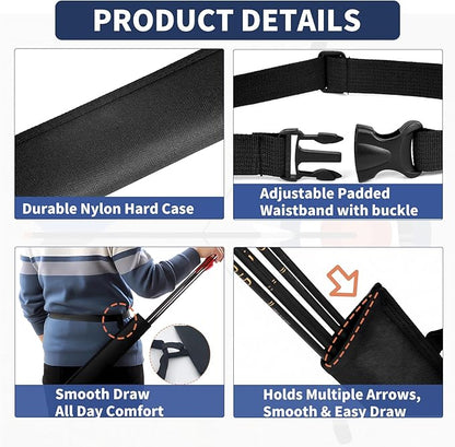 Hard Case Hip Quiver with Adjustable Belt,Wear-Resistant Arrow Quiver for Compound Bow,Quiver Arrow Holder for Archery, Hunting Lightweight Archery Quiver