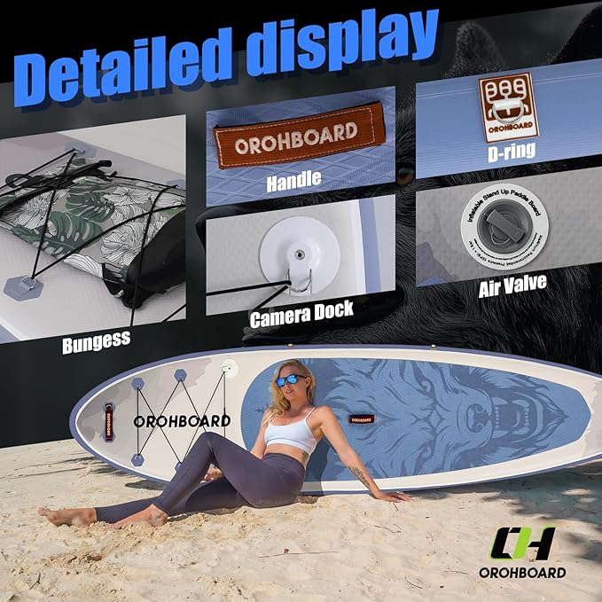 10’6/11’6 Inflatable Stand Up Paddle Board with Premium Paddleboards Accessories, Wide Stable Designed SUP Paddleboard for Adults & Youth.