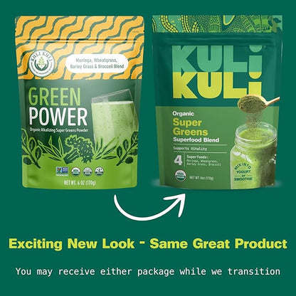 Kuli Kuli Green Power [6 oz] - Super Greens Powder - Nutrient Dense Moringa, Wheatgrass, Broccoli & Barley Grass Blend - 100% Plant Based Organic Superfood Posder Sourced from Remote Farms