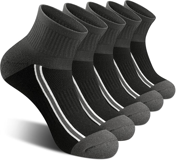 Gonii men ankle socks for men athletic running Cushion Quarter Socks 5 Pairs