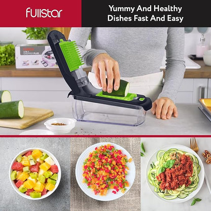 Fullstar The Original Pro Chopper - Vegetable Chopper and Spiralizer, Food Chopper with Container, Fruit Slicer, Kitchen Gadgets & Accessories, Home Essentials (2 in 1, Gray/Green)