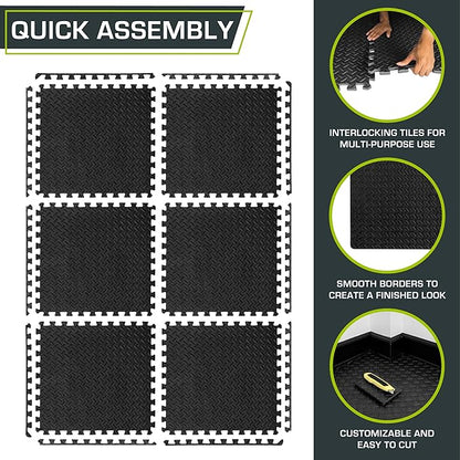 ProsourceFit Puzzle Exercise Mat ½ in 24 in 24 in 144 Sq 36 Tiles