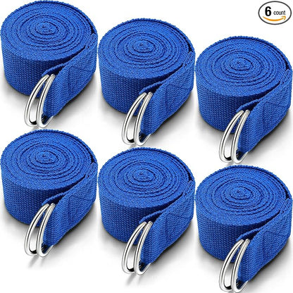 6 Pcs Yoga Strap for Stretching 8 Ft Yoga Exercise Adjustable Straps Bands with Safe Adjustable D Ring Buckle for Pilates Gym Workouts Fitness Improves Sitting Posture