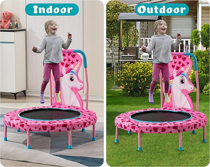 36" Trampoline with No-Gap Design, Mini Trampoline for Kids, 3FT Indoor/Outdoor Rebounder with Handle