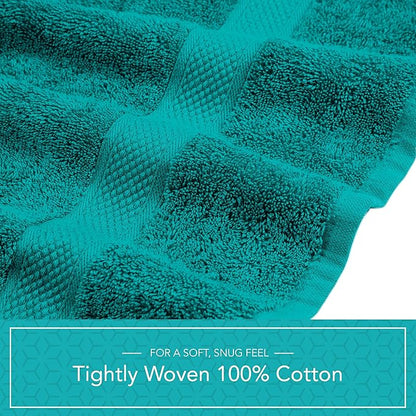 Pleasant Home Bath Towels Set of 6 (24” x 50”) 100% Cotton, 515 GSM | Lightweight, Soft & Absorbent Luxury Towels for Bathroom | for Gym, Pool & Spa | 6 Pack, Teal