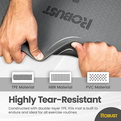 Robust Non-Slip Yoga Mat with Strap, 1/4" Thick TPE Eco-Friendly Workout Mat for Yoga with Position Lines and Texture Surface, Gym Mat for Women, Men, Pilates and Exercises Anti-Tear Sweat-Proof Exercise Mat