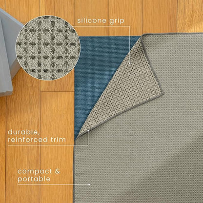 S&T INC. Yoga Mat Towel with Non-Slip Grip, Enhanced Silicone Grip, Soft and Absorbent for Gym, Pilates, and Hot Yoga Mat, 1 Pack, 24 inches x 72 inches, 340GSM, Grey