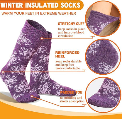 3 Pairs Warm Thermal Socks for Women & Men Winter Ski Thick Boot Insulated Socks for Cold Weather
