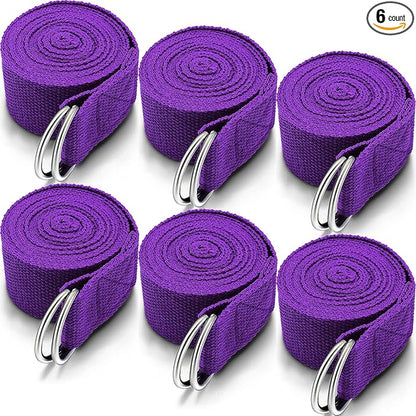 6 Pcs Yoga Strap for Stretching 8 Ft Yoga Exercise Adjustable Straps Bands with Safe Adjustable D Ring Buckle for Pilates Gym Workouts Fitness Improves Sitting Posture