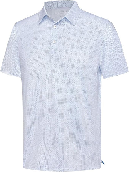 Golf Shirts for Men - Moisture Wicking Short Sleeve Performance Sport Casual Striped Collared Mens Polo Shirt