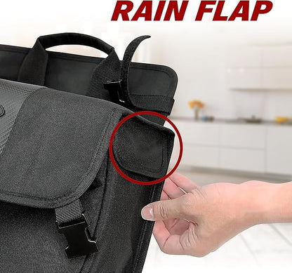 Ibera Adjustable Bicycle Bag (Pair) with Quick Release/Clip-On System - Water Resistant Bike Saddle Bags For Rear Rack with & 19.8 lbs Capacity Each - Saddle Bag Bicycle Fits Most Racks (Black)