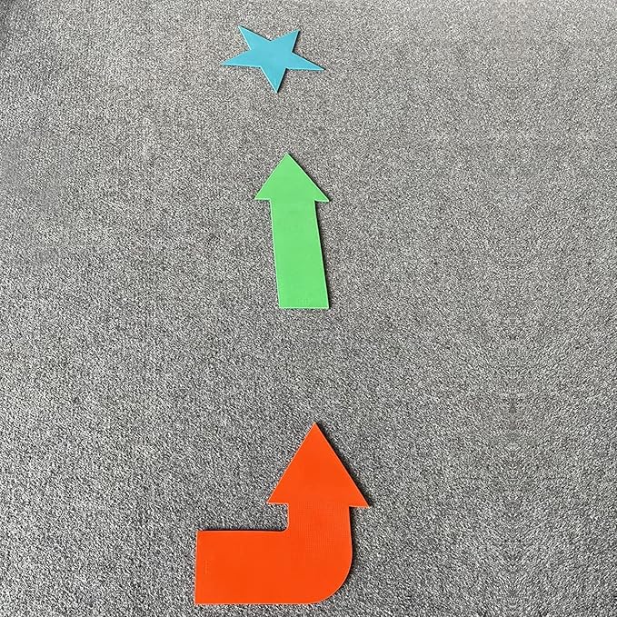 12pcs Colorful Star Arrow Spot Marker Non-Slip Directional Carpet Marker for Training Agility, Kids Classroom Activity, Gym, Sport, Home (Turn Arrow)