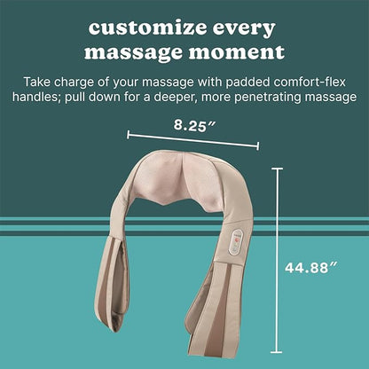 HoMedics Shiatsu Deluxe Neck & Shoulder Massager with Heat | Shiatsu Massager, 3 Speeds, Changes Direction | Muscle Kneading for Neck, Shoulders, Back, & Legs, Portable, Convenient Straps | Thera-P